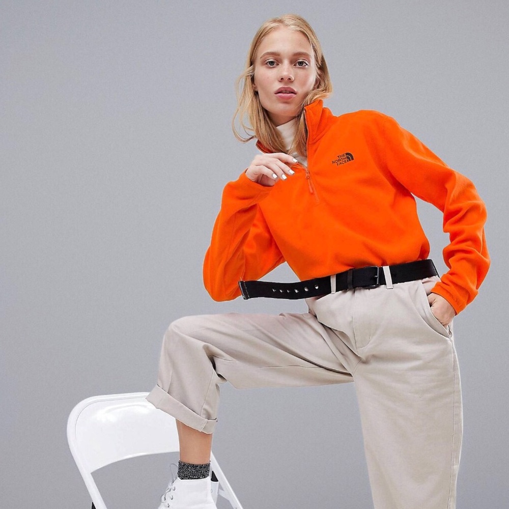 NWT orange fleece the north face pull over